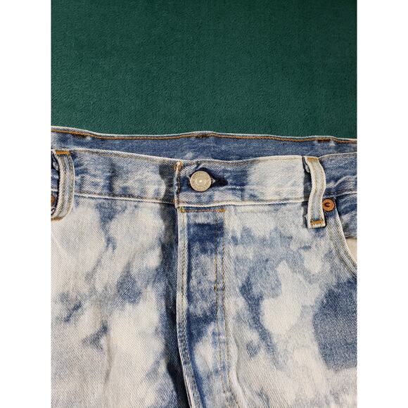 Levis 501 Jeans Size 38x32 Mens Blue Pants Button Fly Tie dye Red Tab Straight - Picture 7 of 15